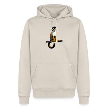 Singe écureuil - Sweat à capuche Premium bio Homme - beige - Devant - Thijin (182cm) & Selfina (174cm)