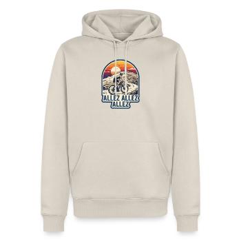 Mont Ventoux Gravel Bike Retro Sunset - Men’s Premium Organic Hoodie - beige - Front - Thijin (182cm) & Selfina (174cm)