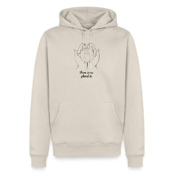 There is no planet b - Männer Premium Bio Hoodie - Beige - Vorne - Thijin (182cm) & Selfina (174cm)
