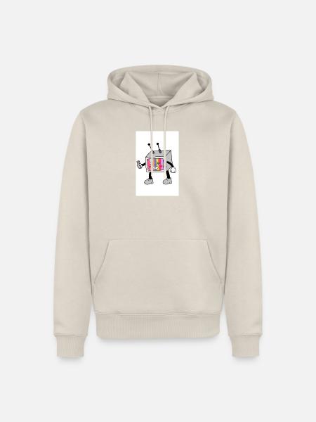 Bunter TV-Roboter - Männer Premium Bio Hoodie - Beige