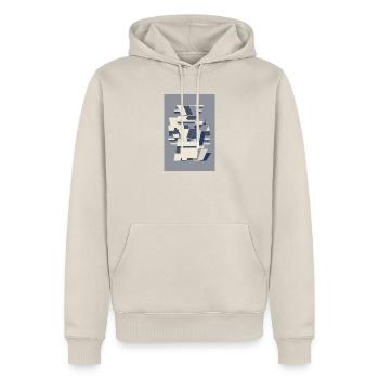 Blue Robot Warrior - Men’s Premium Organic Hoodie - beige - Front - Thijin (182cm) & Selfina (174cm)