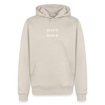 Wave Runner - Männer Premium Bio Hoodie - Beige - Vorne - Thijin (182cm) & Selfina (174cm)
