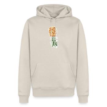 Upside-down Pineapple – Tropical Illustration - Men’s Premium Organic Hoodie - beige - Front - Thijin (182cm) & Selfina (174cm)