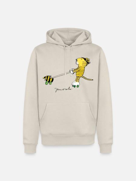 Janosch Tiger Und Tigerente Auf Rollschuhen - Männer Premium Bio Hoodie - Beige