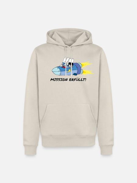 Simon Superhase mit Kleinem Bruder In Raumschiff - Männer Premium Bio Hoodie - Beige
