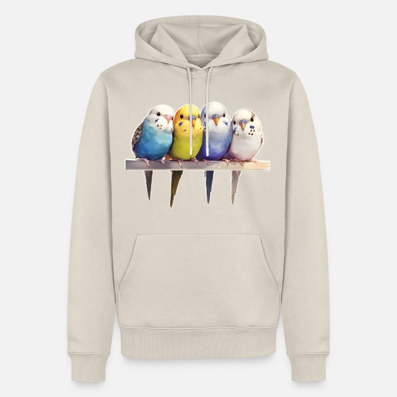 Groupe de perruches ondulées - Sweat à capuche Premium bio Homme - beige