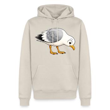 Ville MÖKKI LIFE - Männer Premium Bio Hoodie - Beige - Vorne - Thijin (182cm) & Selfina (174cm)