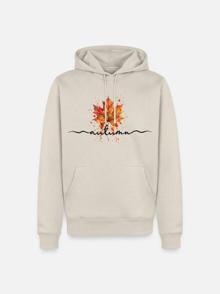 Herbst | Herbstblatt Aquarell - Männer Premium Bio Hoodie - Beige