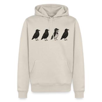 Pigeon Imposter – Crow Disguise Meme - Männer Premium Bio Hoodie - Beige - Vorne - Thijin (182cm)