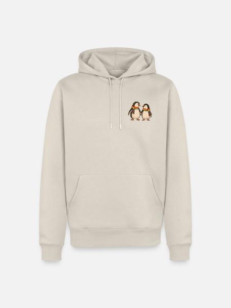 Rainbow Penguin Pride Couple - Männer Premium Bio Hoodie - Beige