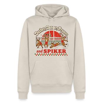 Volleyball Weihnachten Retro Rentiere Xmas Spiker - Männer Premium Bio Hoodie - Beige - Vorne - Thijin (182cm)