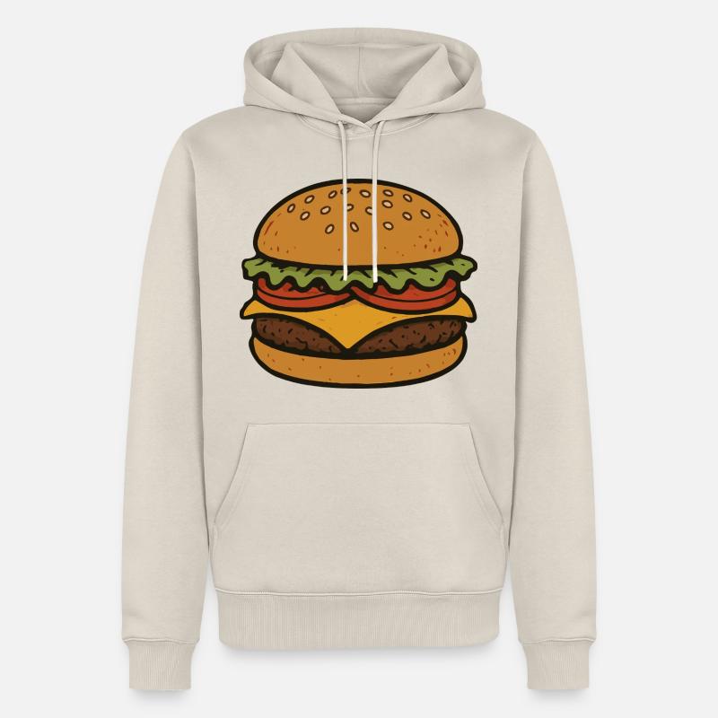 Hamburger comique - Sweat à capuche Premium bio Homme - beige