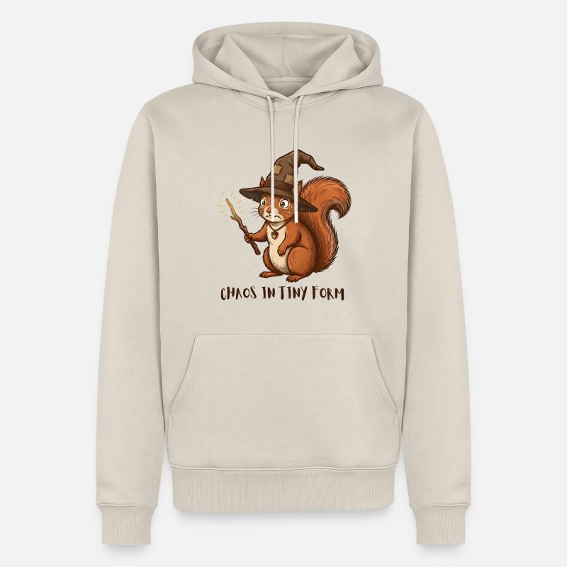 Chaos in Tiny Form – Feralcore Eichhörnchen - Männer Premium Bio Hoodie - Beige