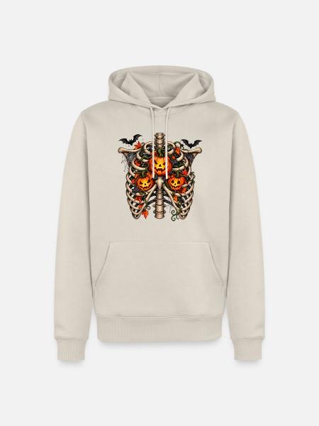 Halloween-Rippen mit Kürbis - Männer Premium Bio Hoodie - Beige