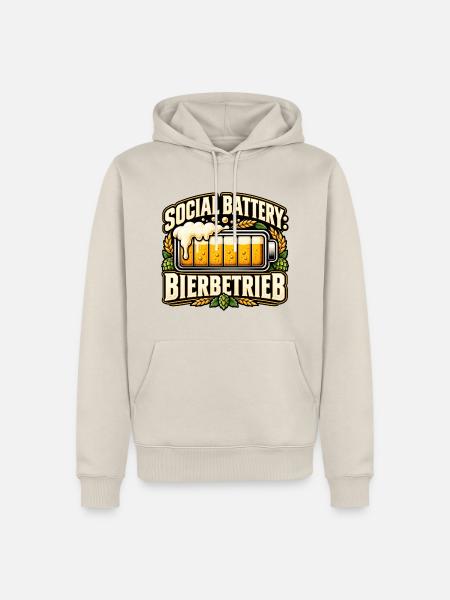 Social Battery – Bierbetrieb - Männer Premium Bio Hoodie - Beige