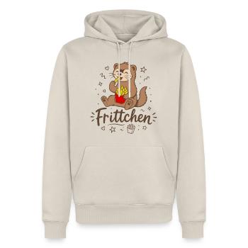 Frettchen mit Fritten - Frittchen - Pommes Frites - Männer Premium Bio Hoodie - Beige - Vorne - Thijin (182cm)