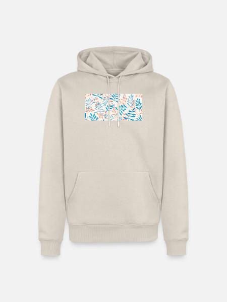 Aquarell-Blattdesign in Pastelltönen - Männer Premium Bio Hoodie - Beige