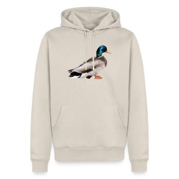 Colvert mâle - Sweat à capuche Premium bio Homme - beige - Devant - Thijin (182cm) & Selfina (174cm)