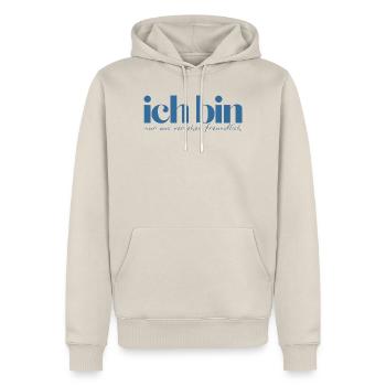 Ich bin nur aus Versehen freundlich - Männer Premium Bio Hoodie - Beige - Vorne - Thijin (182cm) & Selfina (174cm)