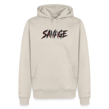 Wilde Glyphen - Männer Premium Bio Hoodie - Beige - Vorne - Thijin (182cm)