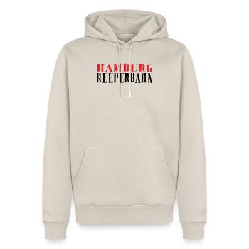 Hamburg Vintage Tampon en caoutchouc - Sweat à capuche Premium bio Homme - beige - Devant - Thijin (182cm) & Selfina (174cm)