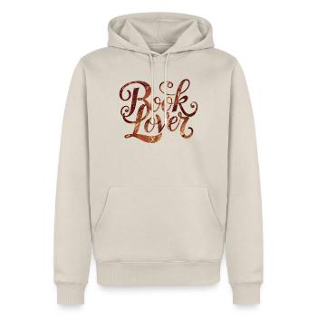 Amoureux des livres lisant la typographie des livres - Sweat à capuche Premium bio Homme - beige - Devant - Thijin (182cm) & Selfina (174cm)