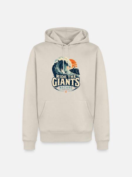 Nazaré Surfen - Männer Premium Bio Hoodie - Beige