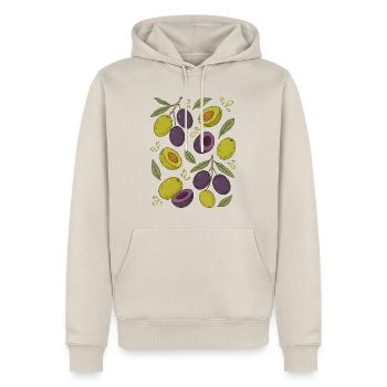 Oliven | Mediterran Botanik & Küche - Männer Premium Bio Hoodie - Beige - Vorne - Thijin (182cm)