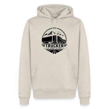 Trucker Life Behind the Wheel - Männer Premium Bio Hoodie - Beige - Vorne - Thijin (182cm)