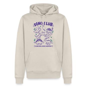 Dino Club – Kleine Dinos, große Abenteuer - Männer Premium Bio Hoodie - Beige - Vorne - Thijin (182cm)