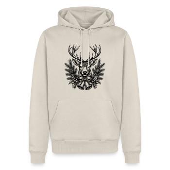 Weihnachten Hirsch - Männer Premium Bio Hoodie - Beige - Vorne - Thijin (182cm)