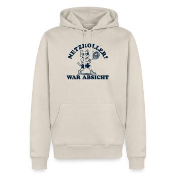 Tennis Katze Netzroller war Absicht - Männer Premium Bio Hoodie - Beige - Vorne - Thijin (182cm) & Selfina (174cm)