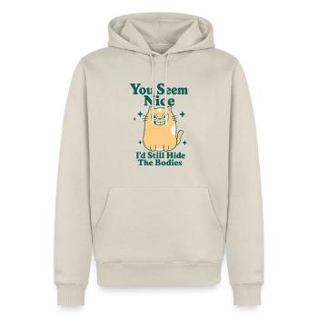  lustiges Katzen Motiv schwarzer Humor - Männer Premium Bio Hoodie - Beige - Vorne - Thijin (182cm)