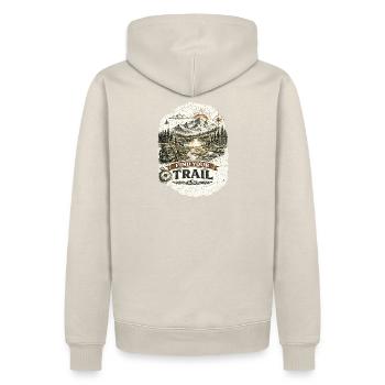 Find Your Trail | Hiking Design - Männer Premium Bio Hoodie - Beige - Hinten - Thijin (182cm)