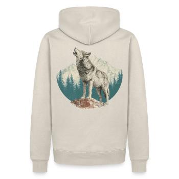 Loup - Sweat à capuche Premium bio Homme - beige - Dos - Thijin (182cm)