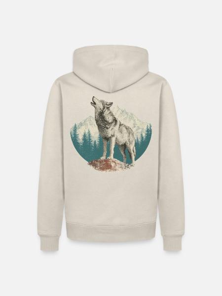Wolf - Männer Premium Bio Hoodie - Beige