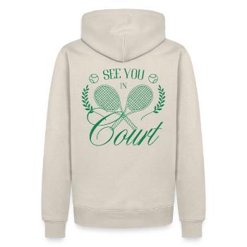 Wir sehen uns im Court Tennis Club - Männer Premium Bio Hoodie - Beige - Hinten - Thijin (182cm)