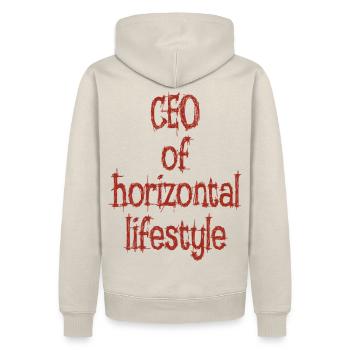 CEO of Horizontal Lifestyle -lustiger Spruch -Meme - Männer Premium Bio Hoodie - Beige - Hinten - Thijin (182cm)