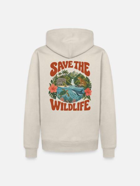 Save The Wildlife - Männer Premium Bio Hoodie - Beige