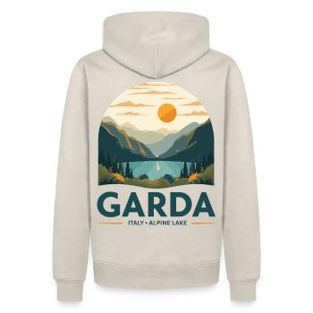 Garda Italy Alpine Lake - Männer Premium Bio Hoodie - Beige - Hinten - Thijin (182cm)