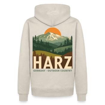 Harz Germany Outdoor Country - Männer Premium Bio Hoodie - Beige - Hinten - Thijin (182cm)