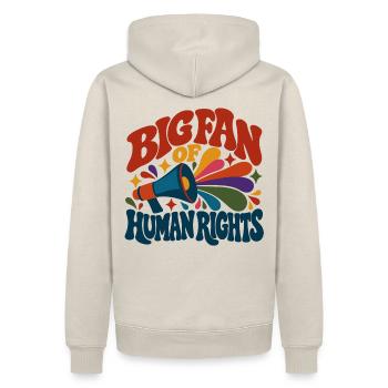 Big Fan Of Human Rights - Männer Premium Bio Hoodie - Beige - Hinten - Thijin (182cm)