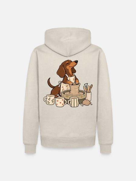 Pottery Dachshund Ceramics - Männer Premium Bio Hoodie - Beige
