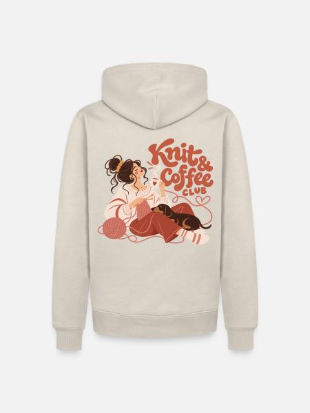Knit & Coffee Club - Männer Premium Bio Hoodie - Beige