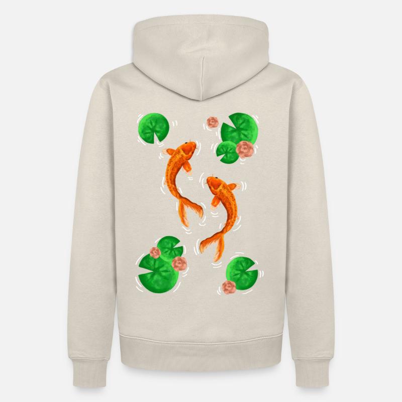 Danse Koifisch sur des nénuphars - Sweat à capuche Premium bio Homme - beige