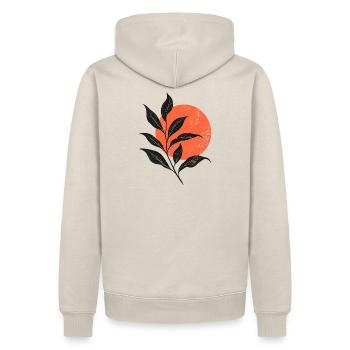 Sunset Leaf Silhouette - Männer Premium Bio Hoodie - Beige - Hinten - Thijin (182cm)