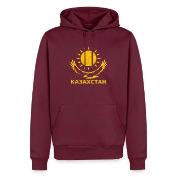 Kazakhstan - Men’s Premium Organic Hoodie - burgundy - Front - Nico (187cm)