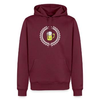 bier wappen - Männer Premium Bio Hoodie - Burgunderrot - Vorne - Nico (187cm)