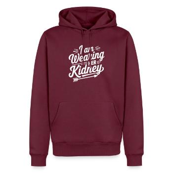 Witziges Statement zur Transplantation - Männer Premium Bio Hoodie - Burgunderrot - Vorne - Nico (187cm)