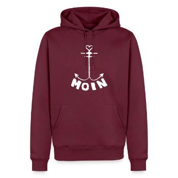Moin Norddeutschland Super Geschenkidee Begrüßung - Männer Premium Bio Hoodie - Burgunderrot - Vorne - Nico (187cm)